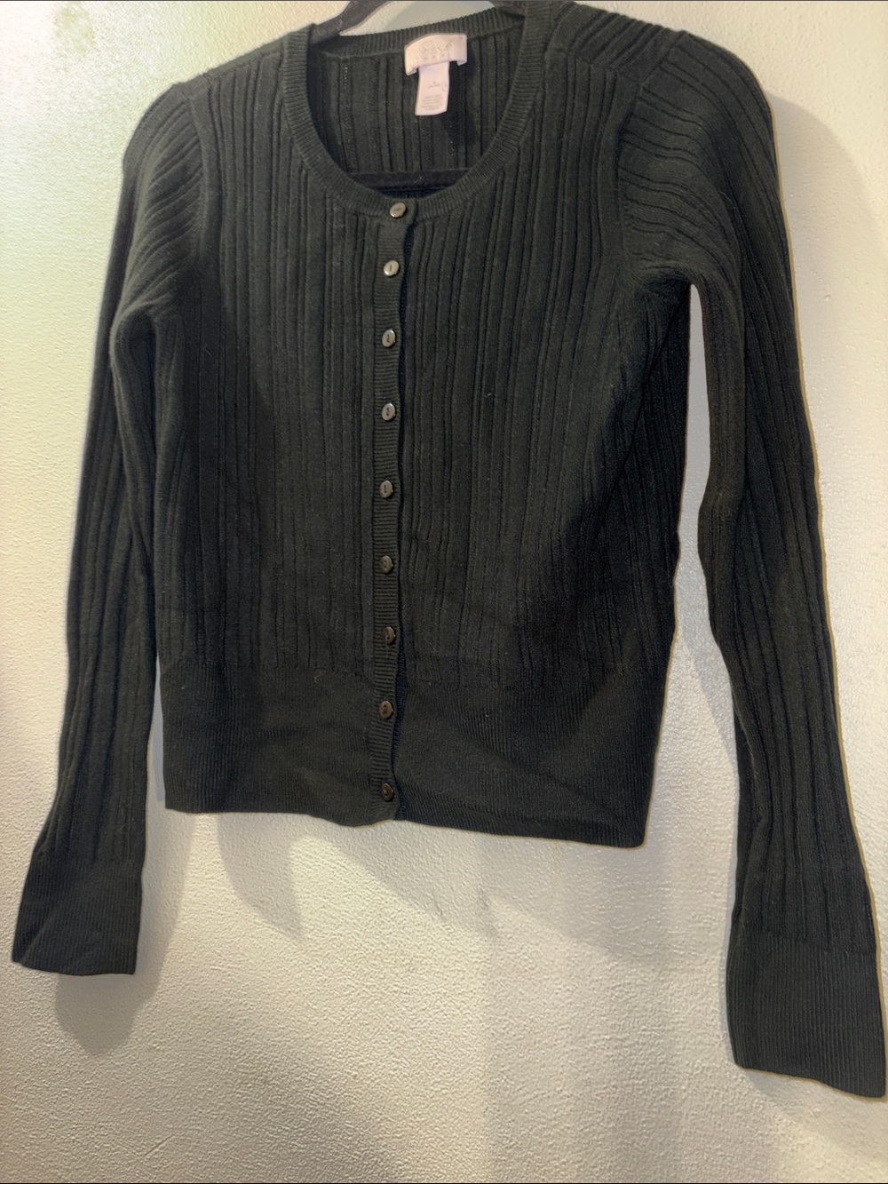 PINK Victoria's Secret Black Ribbed Button-Front Cardigan size Medium - Picture 2 of 10
